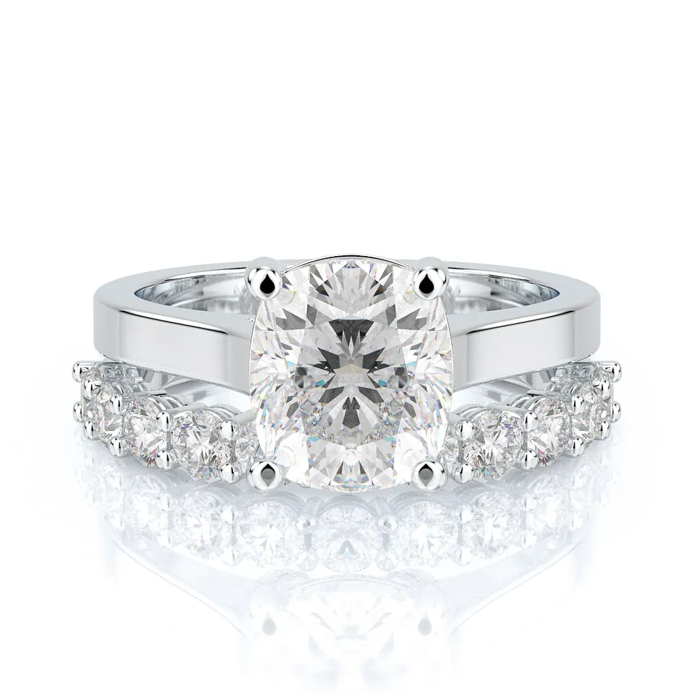 Candlelit 4 Prongs Natural Cushion  Diamond Engagement Ring