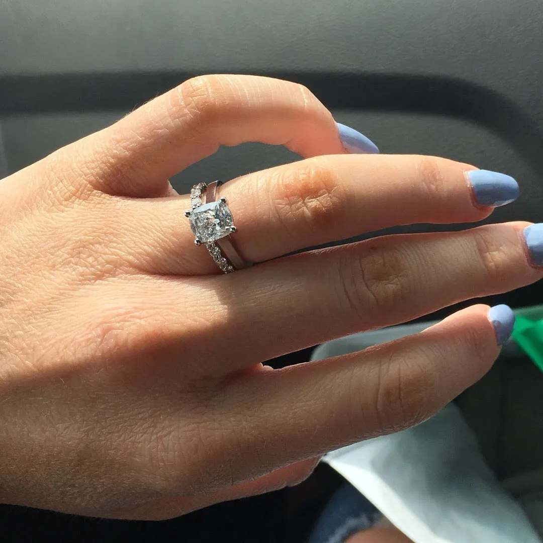 Candlelit 4 Prongs Natural Cushion  Diamond Engagement Ring