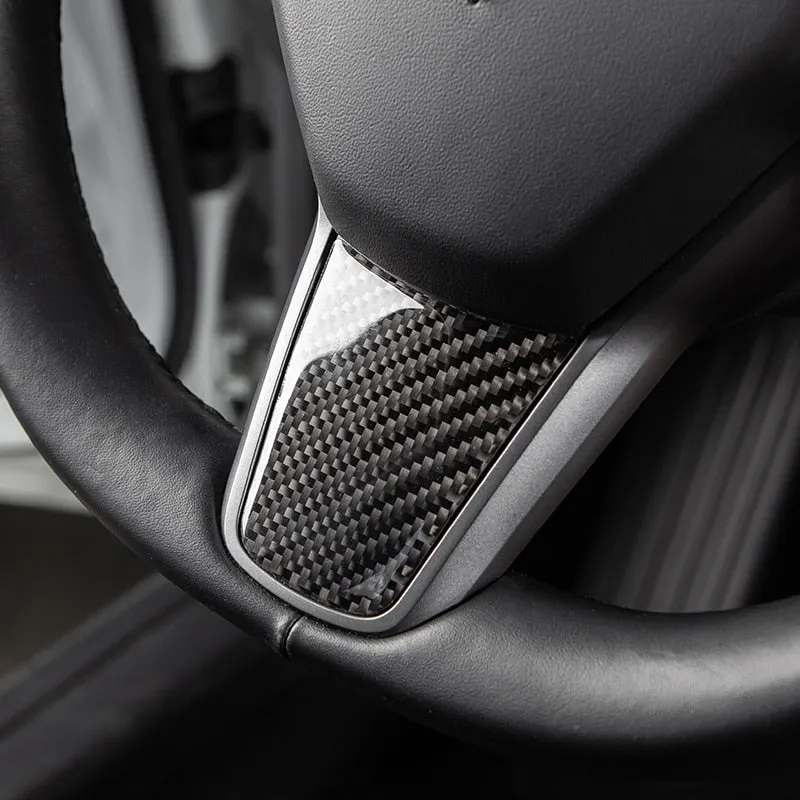 Carbon Fiber Steering Wheel Cover For Tesla Model 3 Y 2021