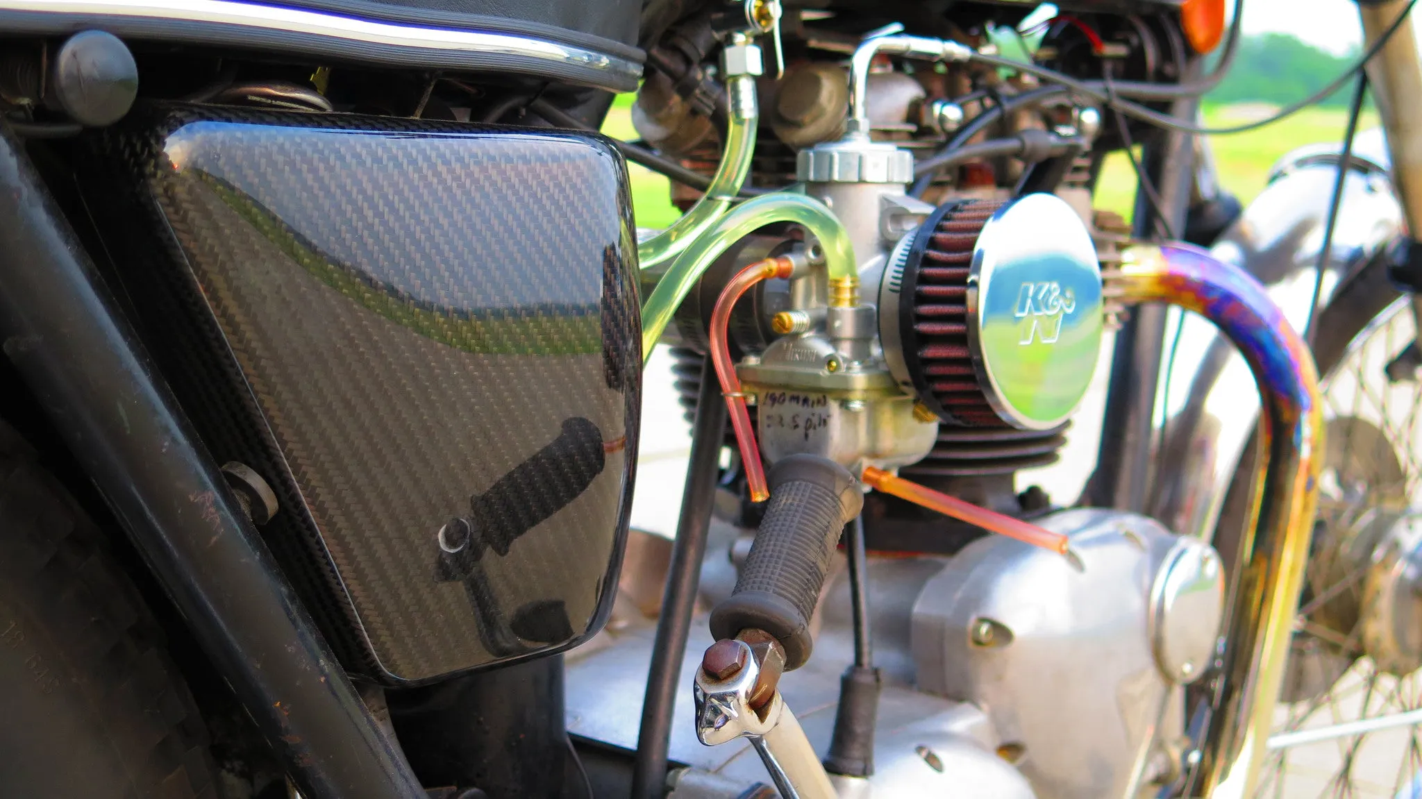 Carbon Fiber Triumph Side Cover -- (Oil-in-Frame) 1971-1983 Triumph Motorcycle Air Cleaner