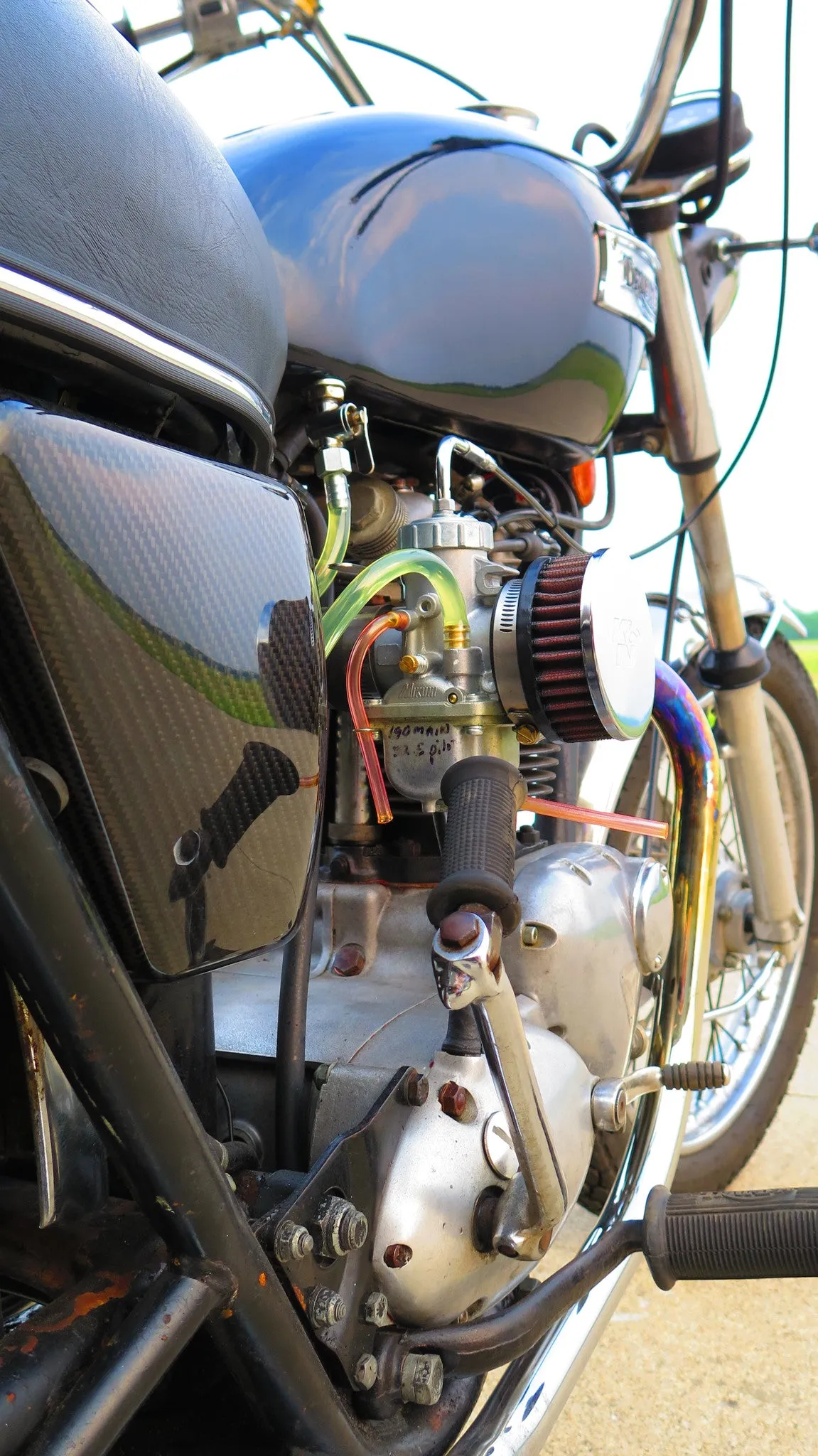Carbon Fiber Triumph Side Cover -- (Oil-in-Frame) 1971-1983 Triumph Motorcycle Air Cleaner