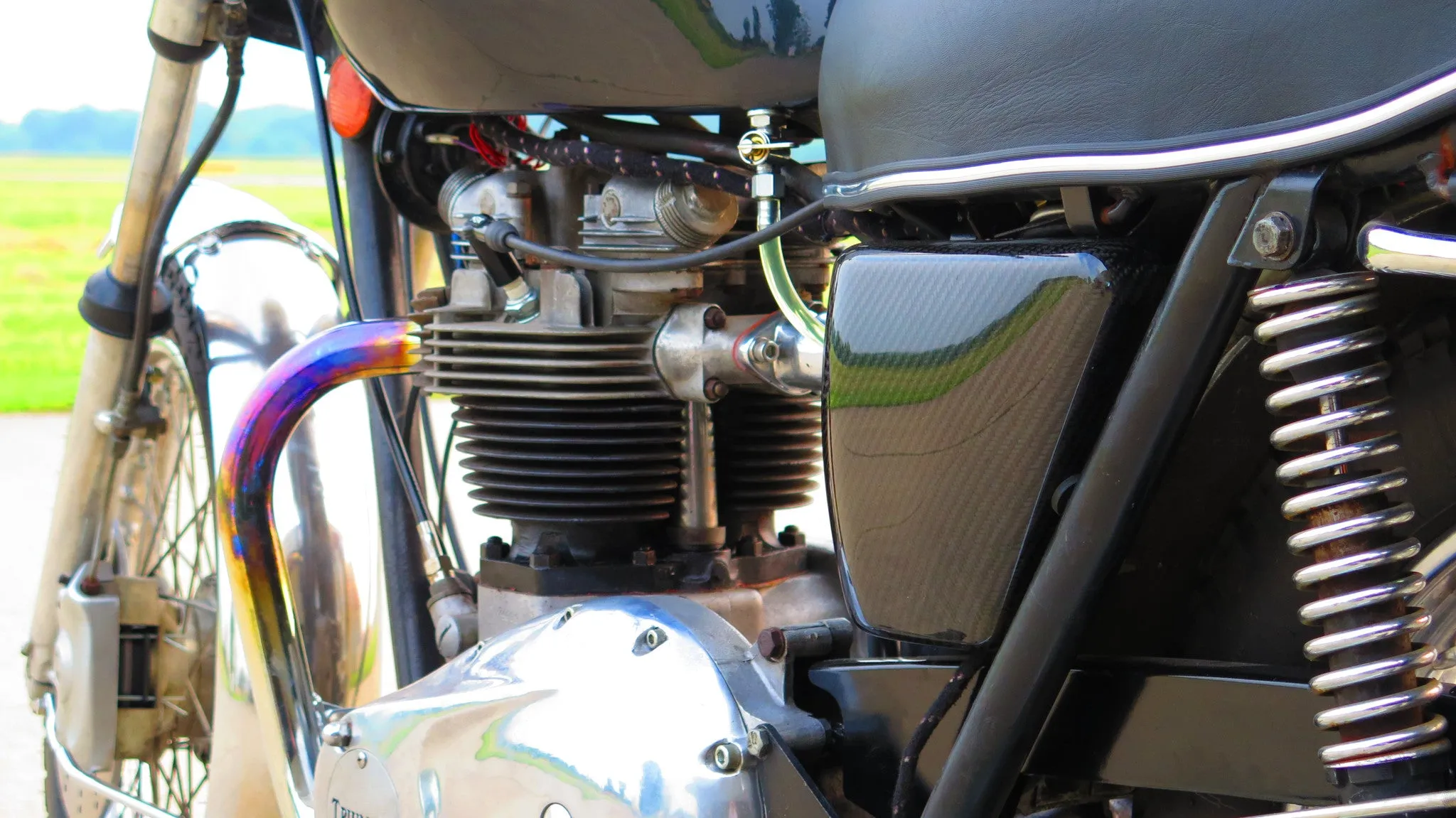 Carbon Fiber Triumph Side Cover -- (Oil-in-Frame) 1971-1983 Triumph Motorcycle Air Cleaner