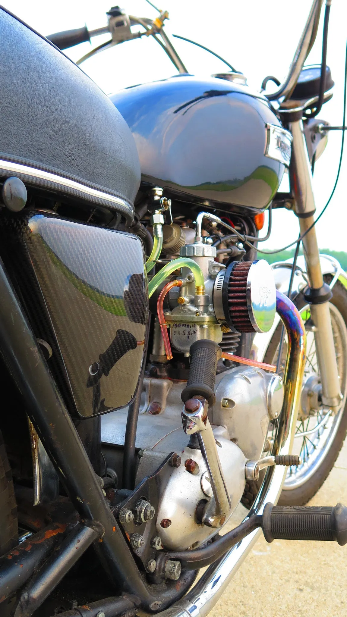 Carbon Fiber Triumph Side Cover -- (Oil-in-Frame) 1971-1983 Triumph Motorcycle Air Cleaner
