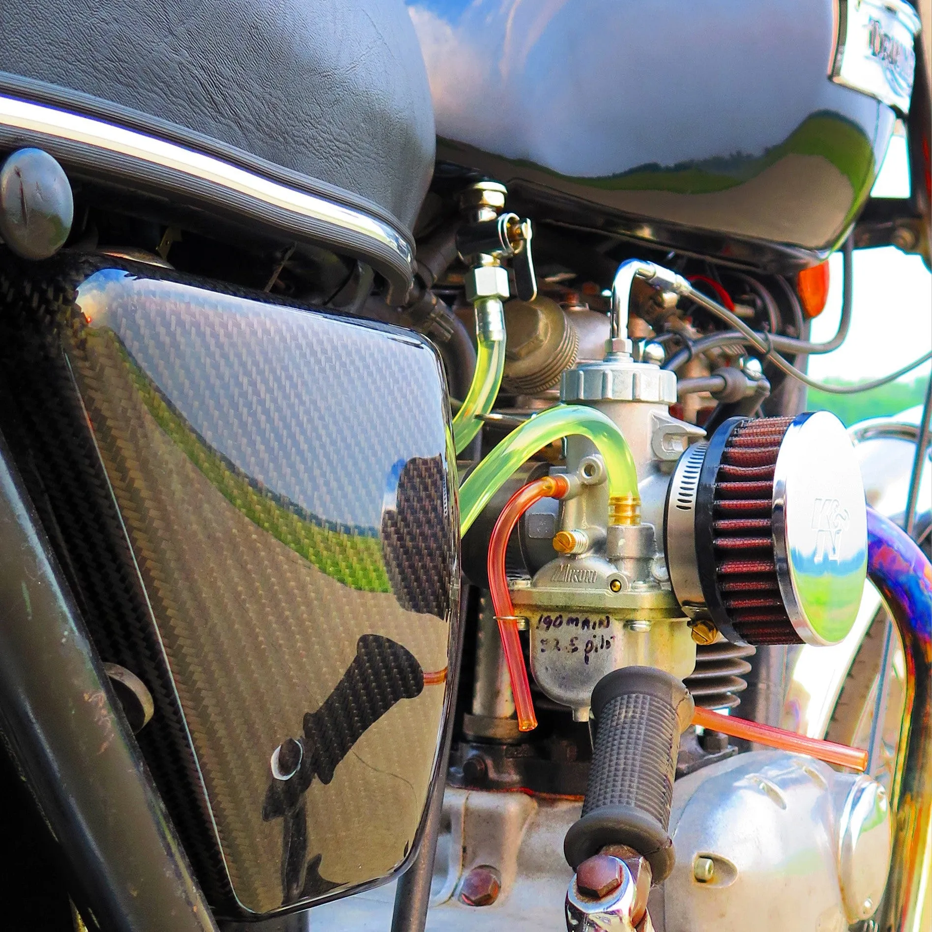 Carbon Fiber Triumph Side Cover -- (Oil-in-Frame) 1971-1983 Triumph Motorcycle Air Cleaner