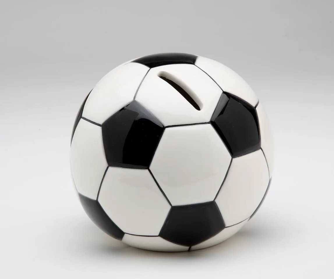 Ceramic Soccer Piggy Bank, Home Décor, Gift for Him, Gift for Dad, Gift for Son, Kid's Room Décor, Game Room Decor