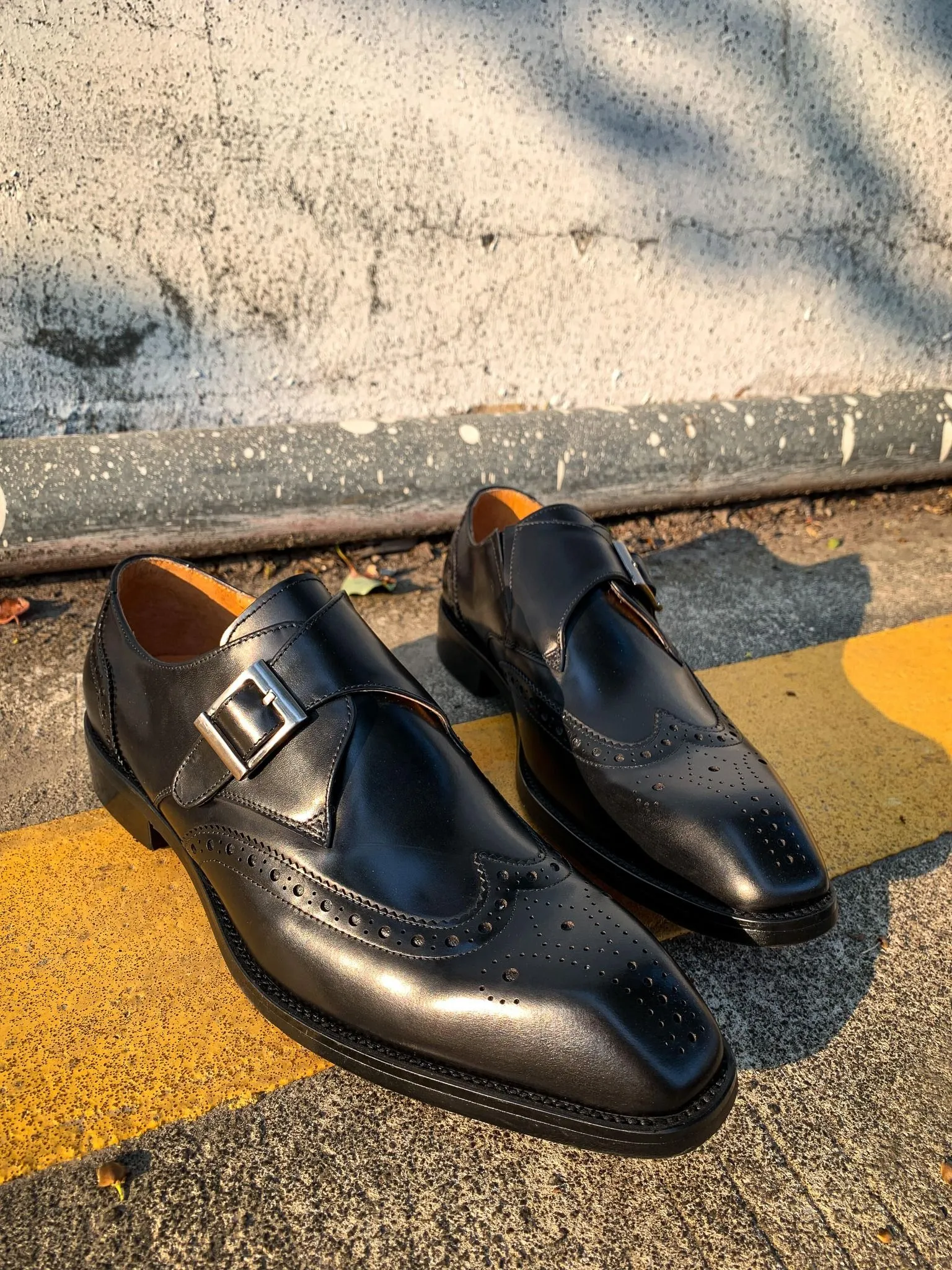 Classic Monk Strap Shoes for Men | Hand-Painted Leather Design