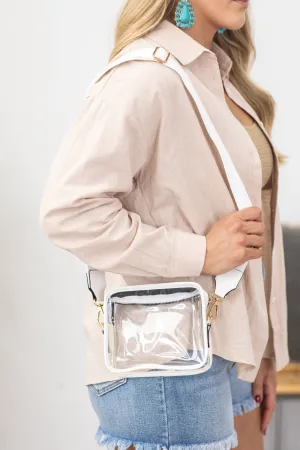Clear Crossbody Bag With White Trim