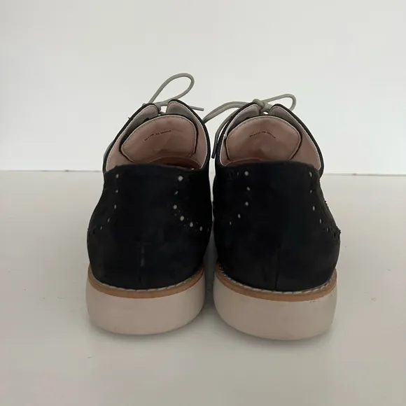 Cole Haan Black Suede Gramercy Suede Wingtip Oxford Shoes, Size 9.5B