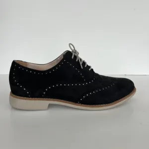 Cole Haan Black Suede Gramercy Suede Wingtip Oxford Shoes, Size 9.5B