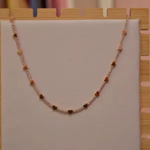 Collana oro tennis con strass e cuoricini