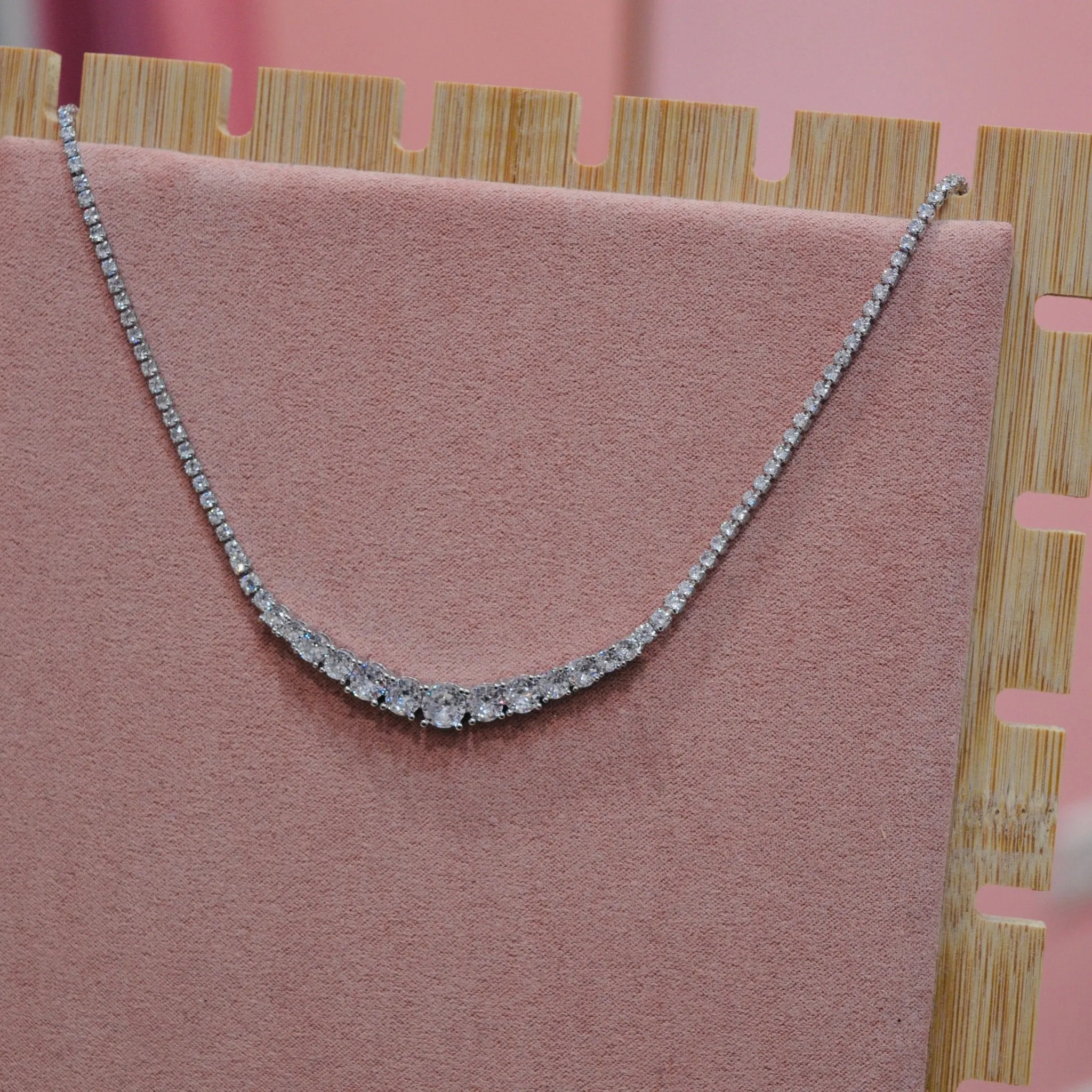 Collana tennis argento con strass gioiello