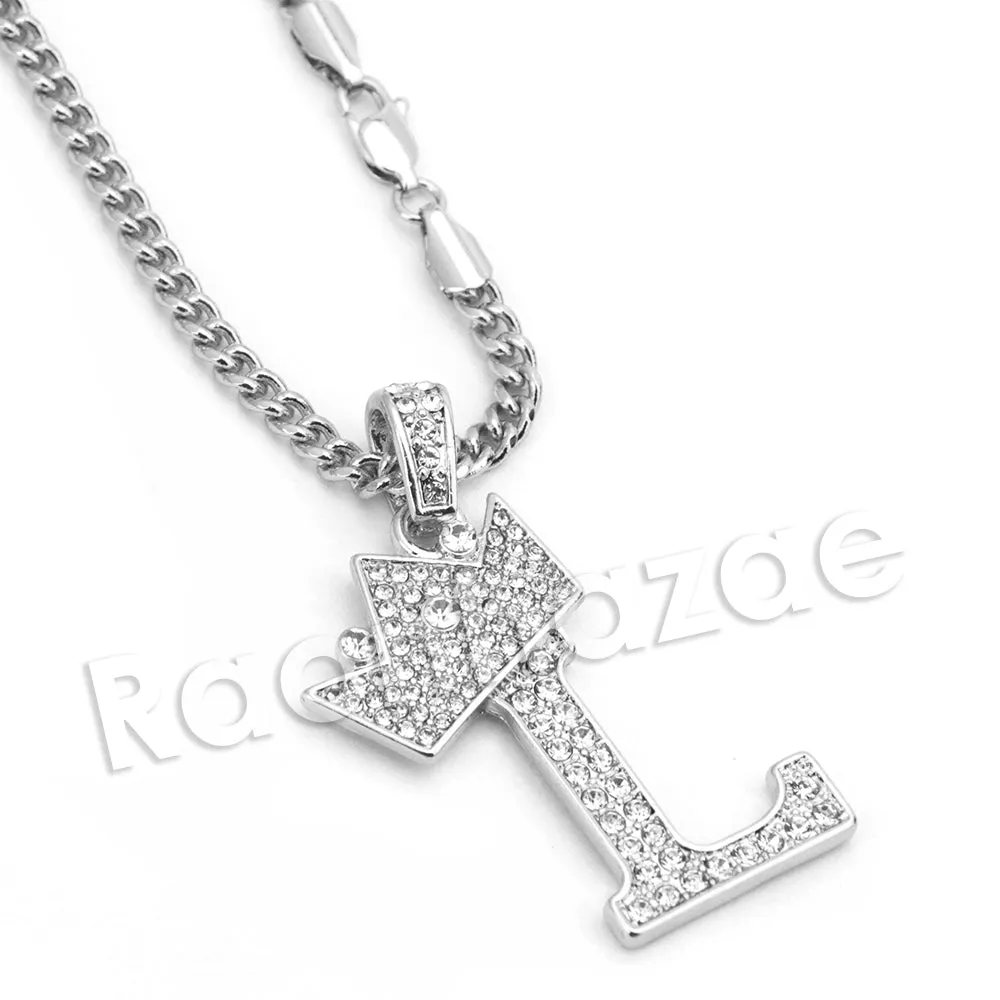 Crown L Initial Pendant Necklace Set.