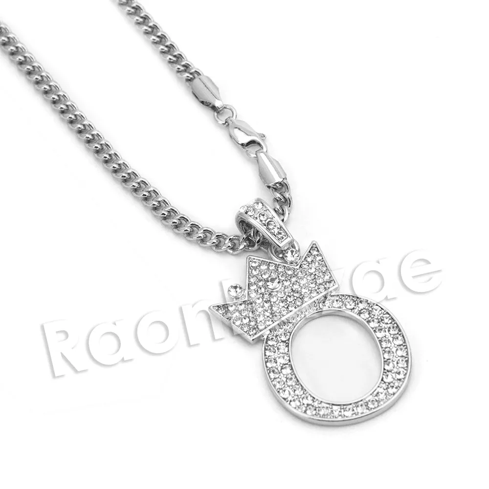 Crown O Initial Pendant Necklace Set.