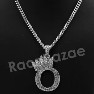 Crown O Initial Pendant Necklace Set.