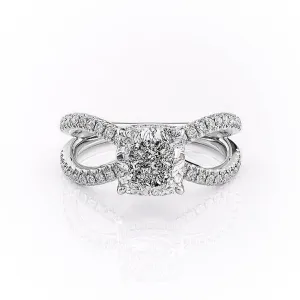 Cushion Cut Moissanite Criss-Cross Design