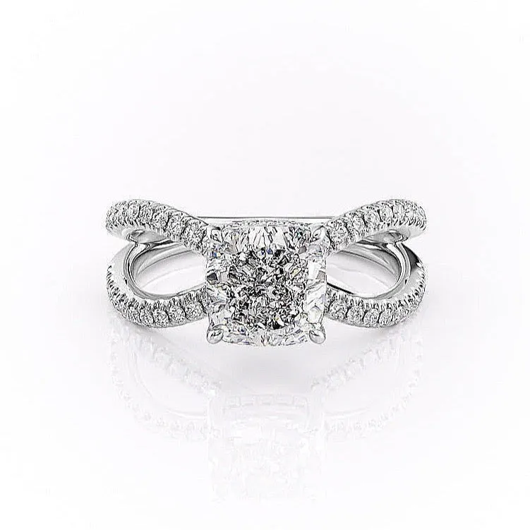Cushion Cut Moissanite Criss-Cross Design