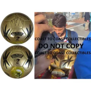 David Villa, New York City FC, Spain, Signed, Autographed, Gold Soccer Ball, a Coa with the Proof Photo of David Signing the Ball Will Be Included
