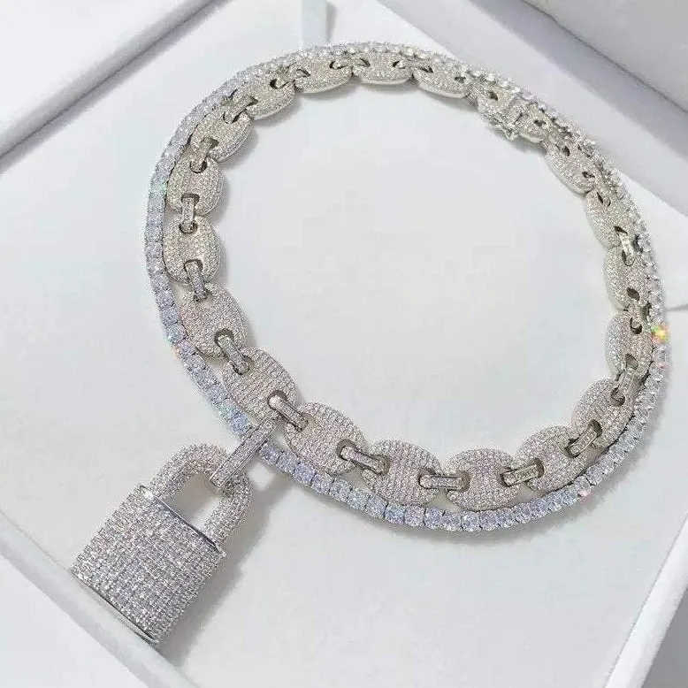 diamond lock necklace