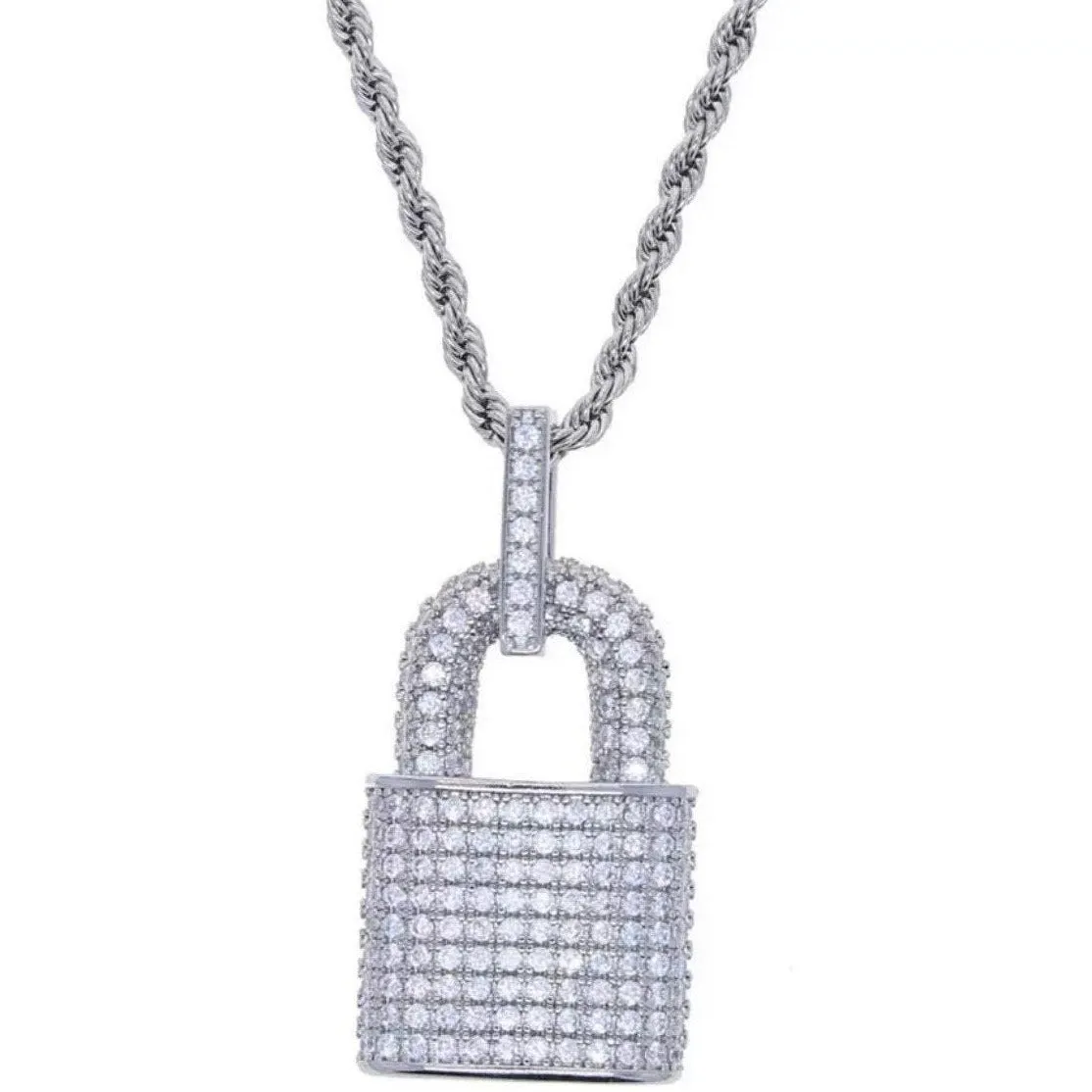 diamond lock necklace