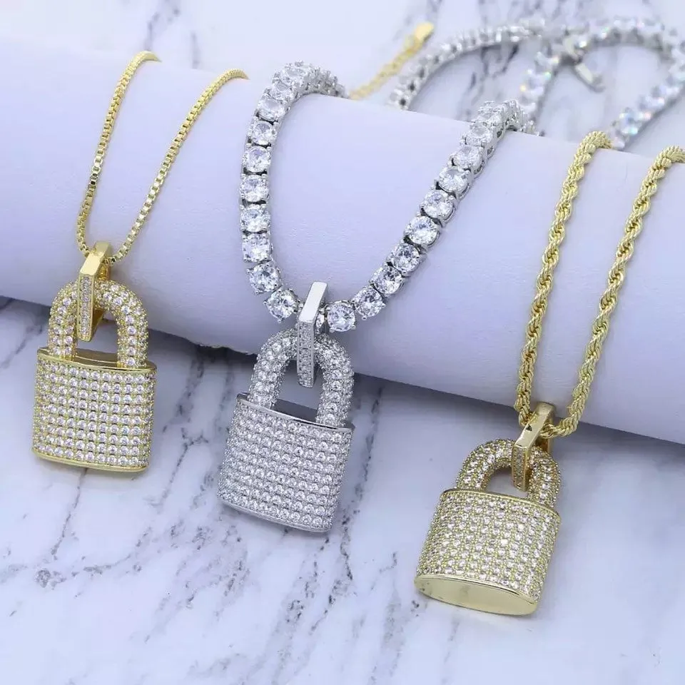 diamond lock necklace