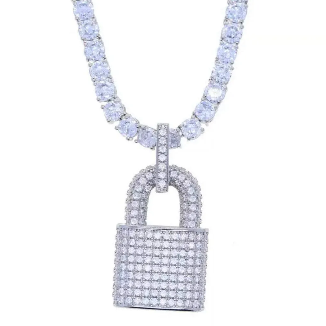 diamond lock necklace