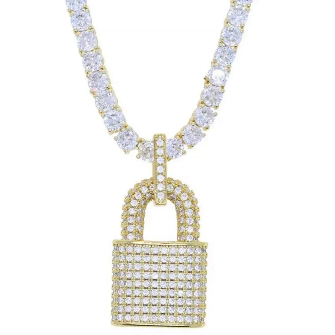 diamond lock necklace