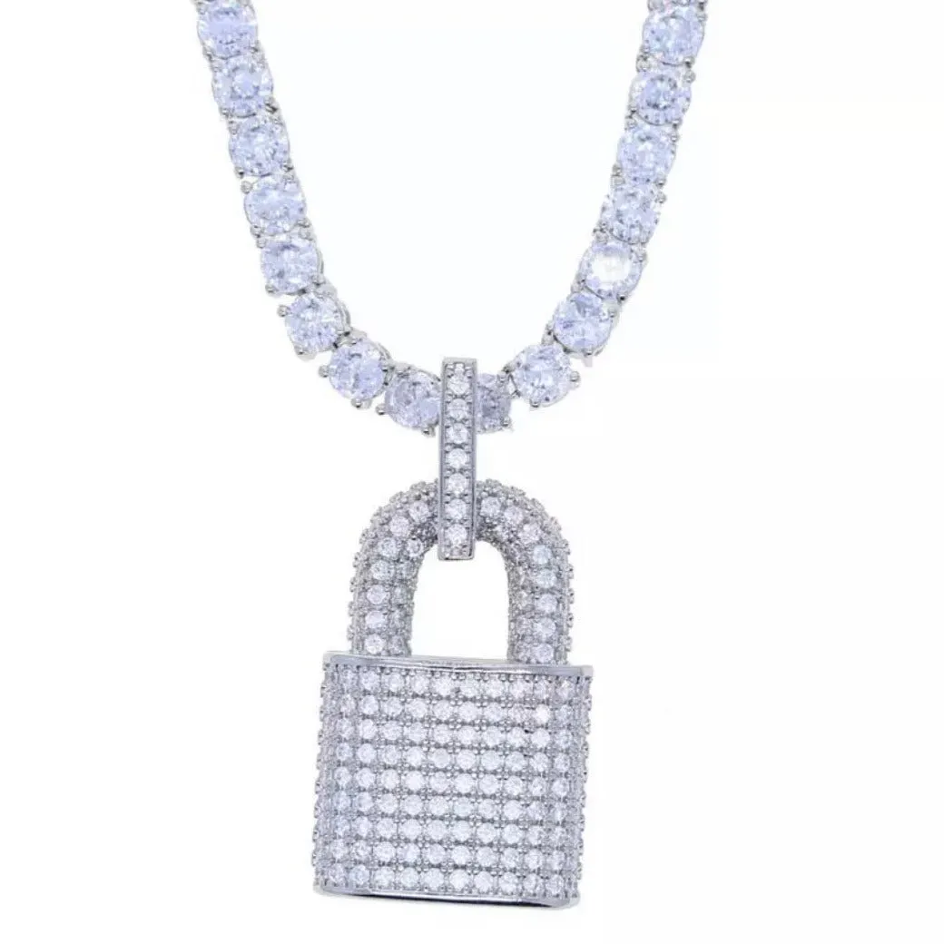 diamond lock necklace
