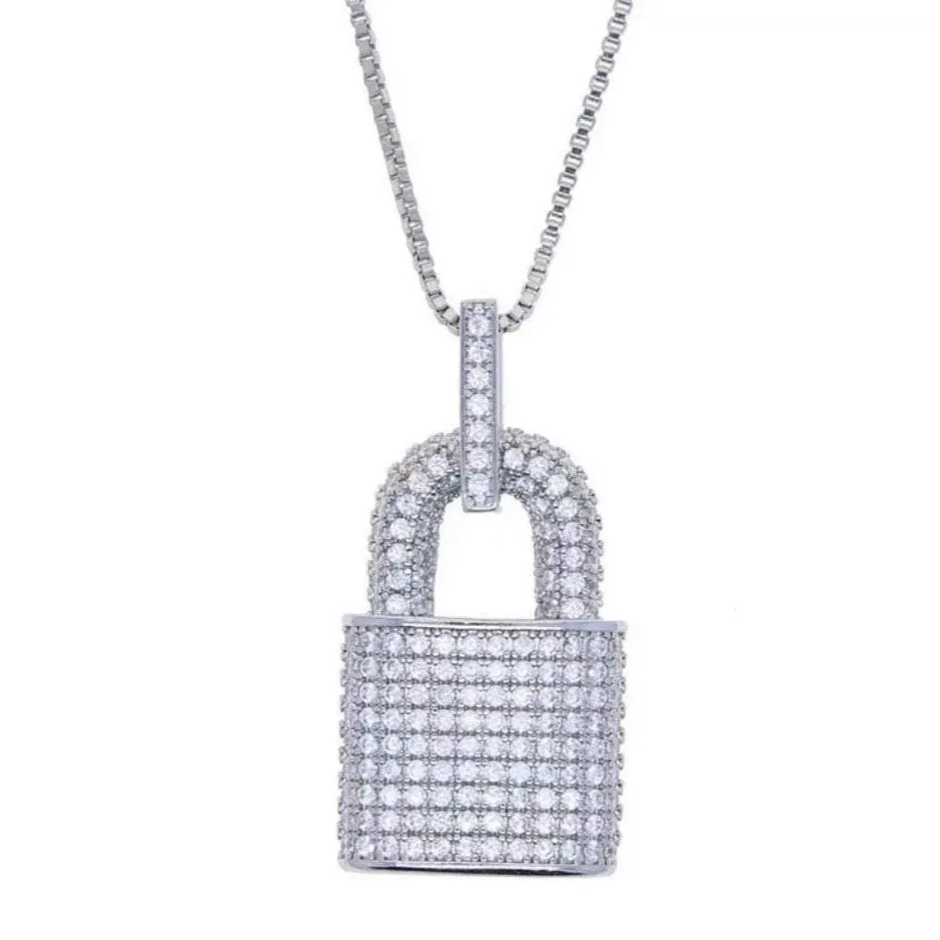 diamond lock necklace