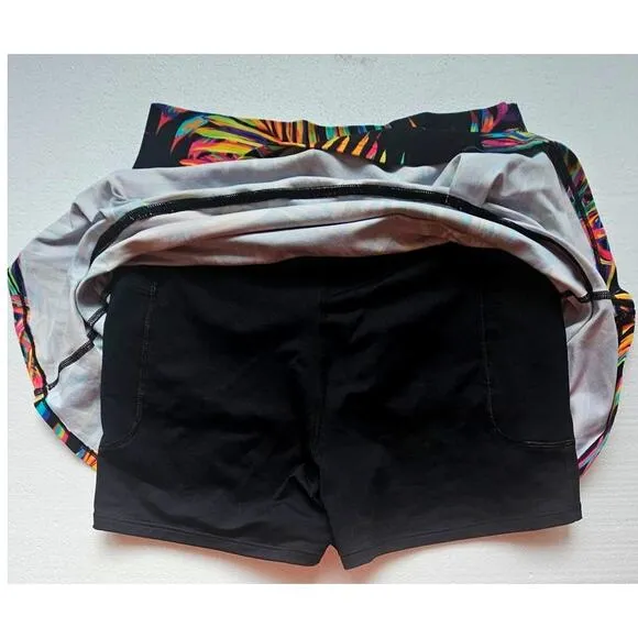 Donna Jo 14 Inch Floral Skort, Size 1, Pickleball, Tennis, Golf, inside pocket