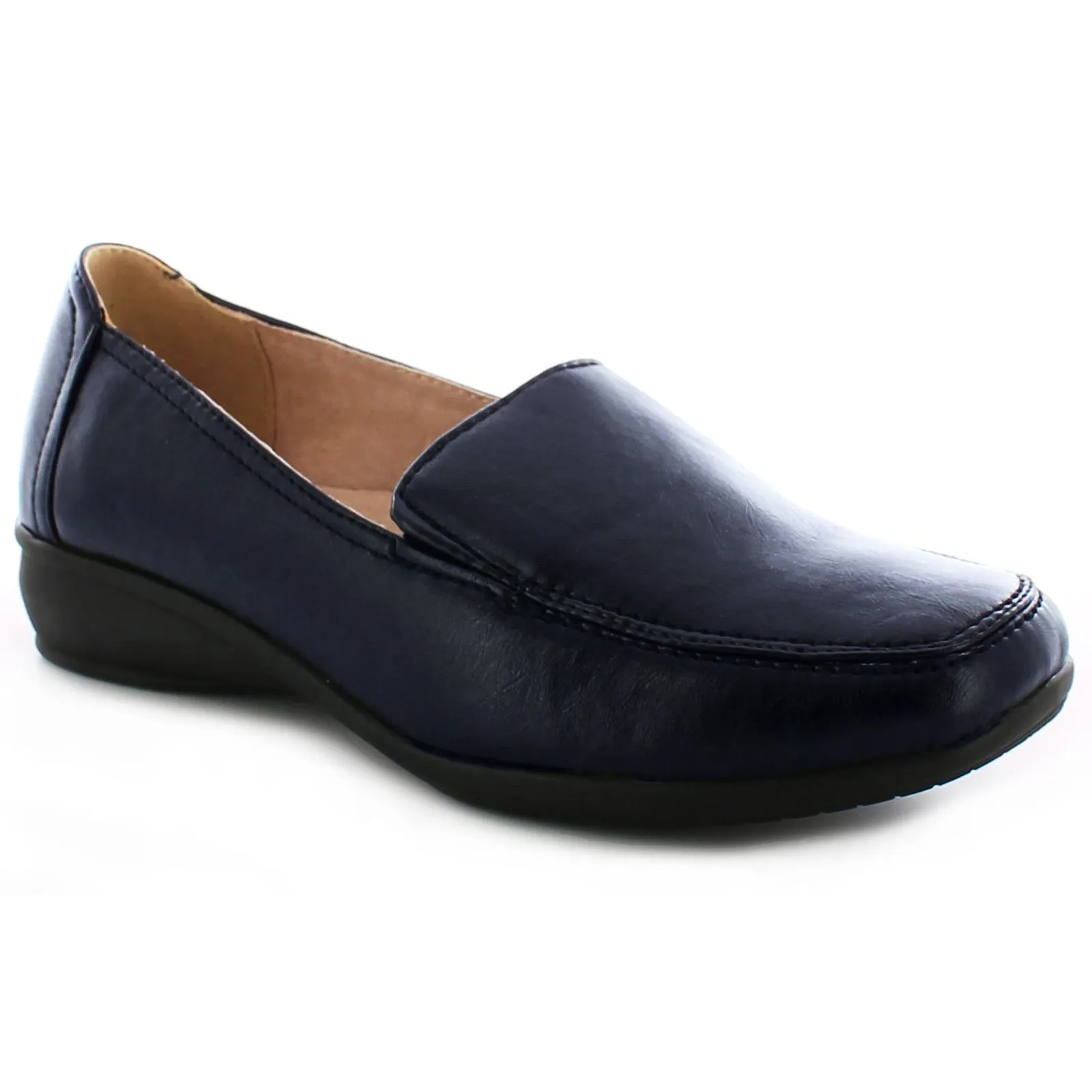 Dr Keller Womens Wide Fitting Shoes Ladies Lightweight Moccasin Flat Low Wedge Comfort Fit Smart Casual Formal Office Work Leather Lined Light Weight Loafer Wider Fit Slip On Shoe Size 3-8