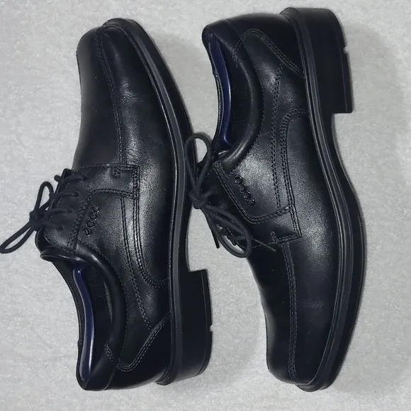 ECCO Shoes Light Shock Point Mens Black Leather Lace-Up EU 42 Dress Shoes US 8