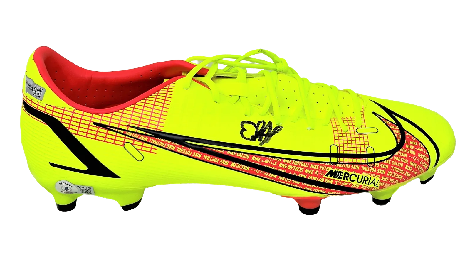 Erling Haaland Dortmund Signed Yellow Nike Mercurial Game Model Soccer Cleat BAS