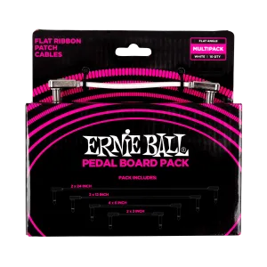 Ernie Ball White Flat Ribbon Patch Cables Pedalboard Multi-Pack