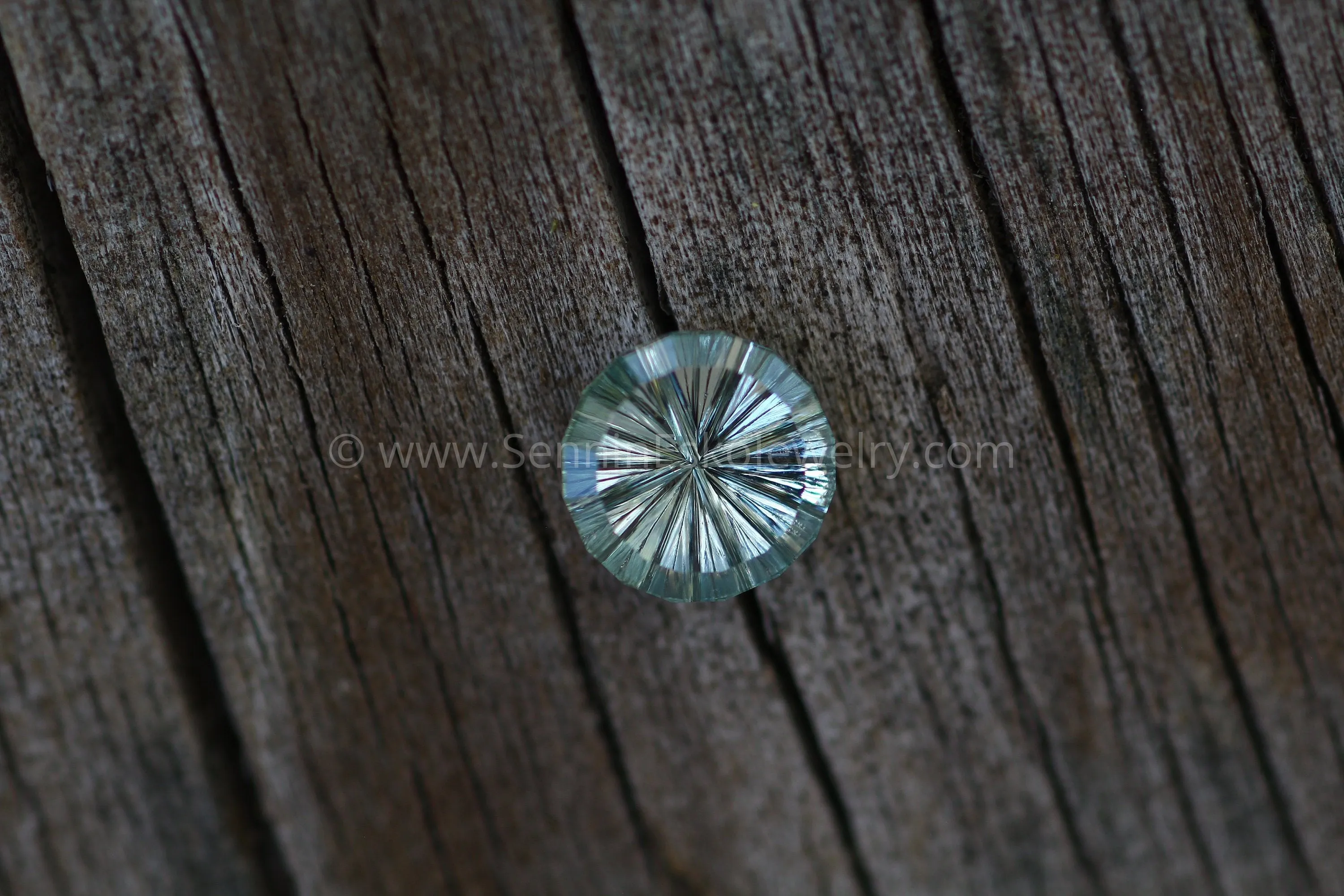 Fantasy Cut Montana Sapphire 6.8mm, 1.2 Carats - Silvery Blue Green Sapphire - Ultra low profile -  Untreated El Dorado bar Montana Sapphire