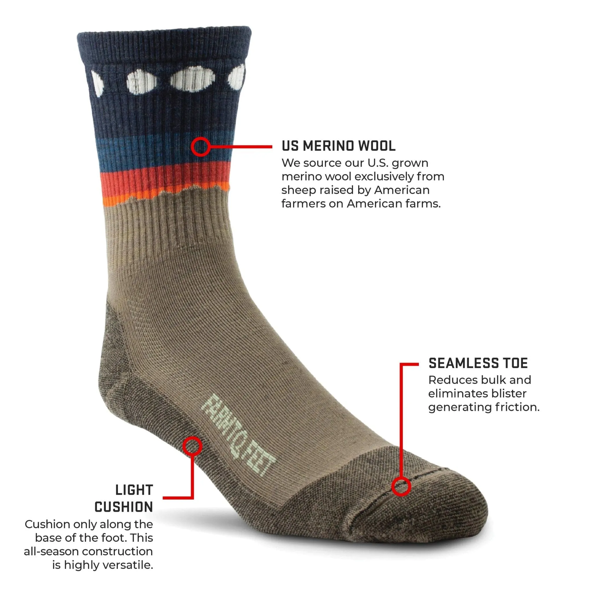 Farm to Feet Flagstaff Lightweight 3/4 Crew Socks