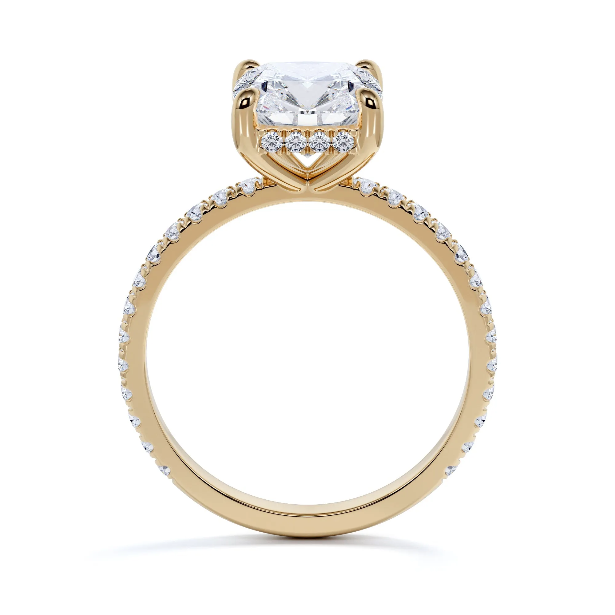 Firework Accent Diamonds Natural Cushion Cut Diamond Engagement Ring