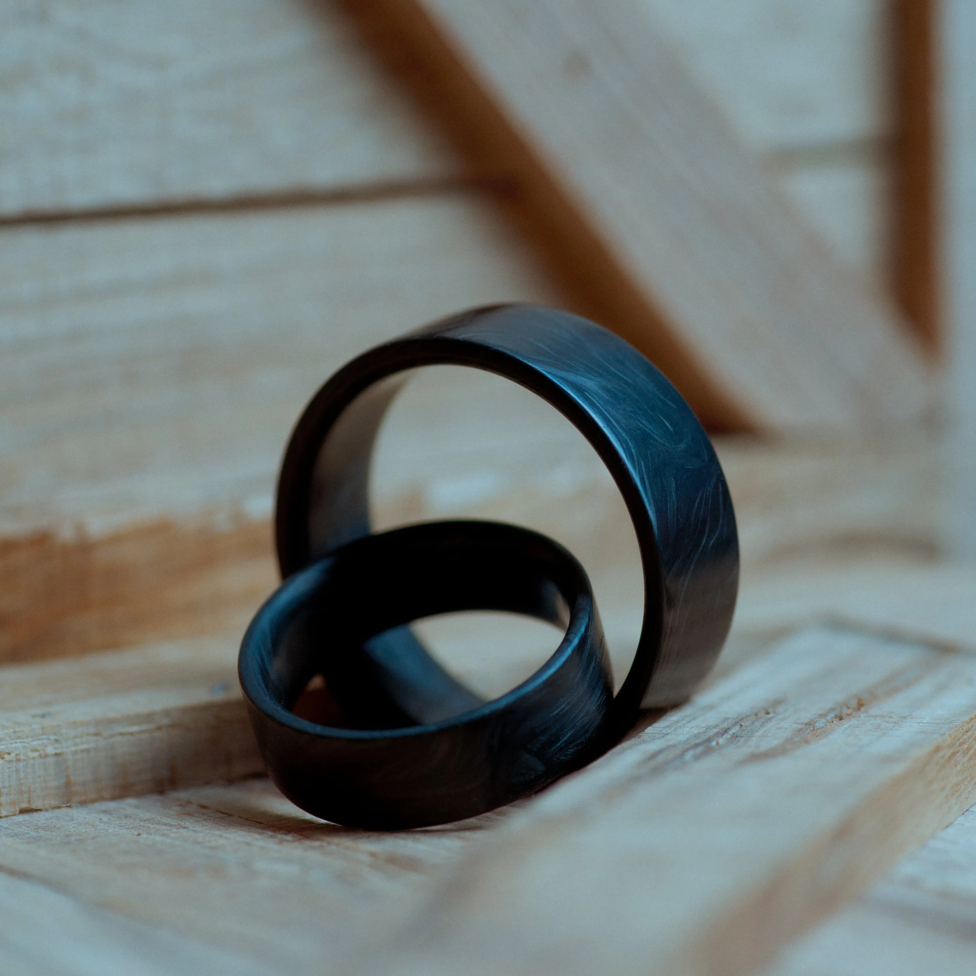 Flat Forged Carbon Fiber Mens Wedding Band