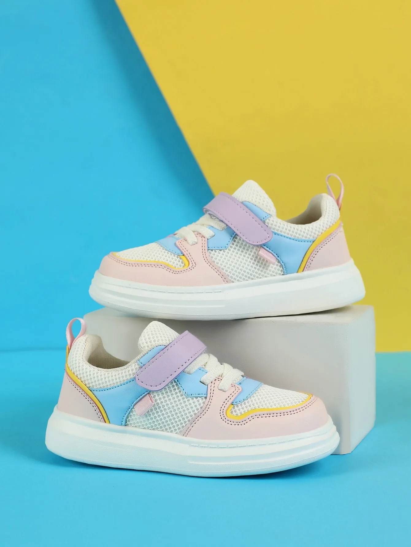 Girls Color Block Hook-and-loop Fastener Skate Shoes- FD