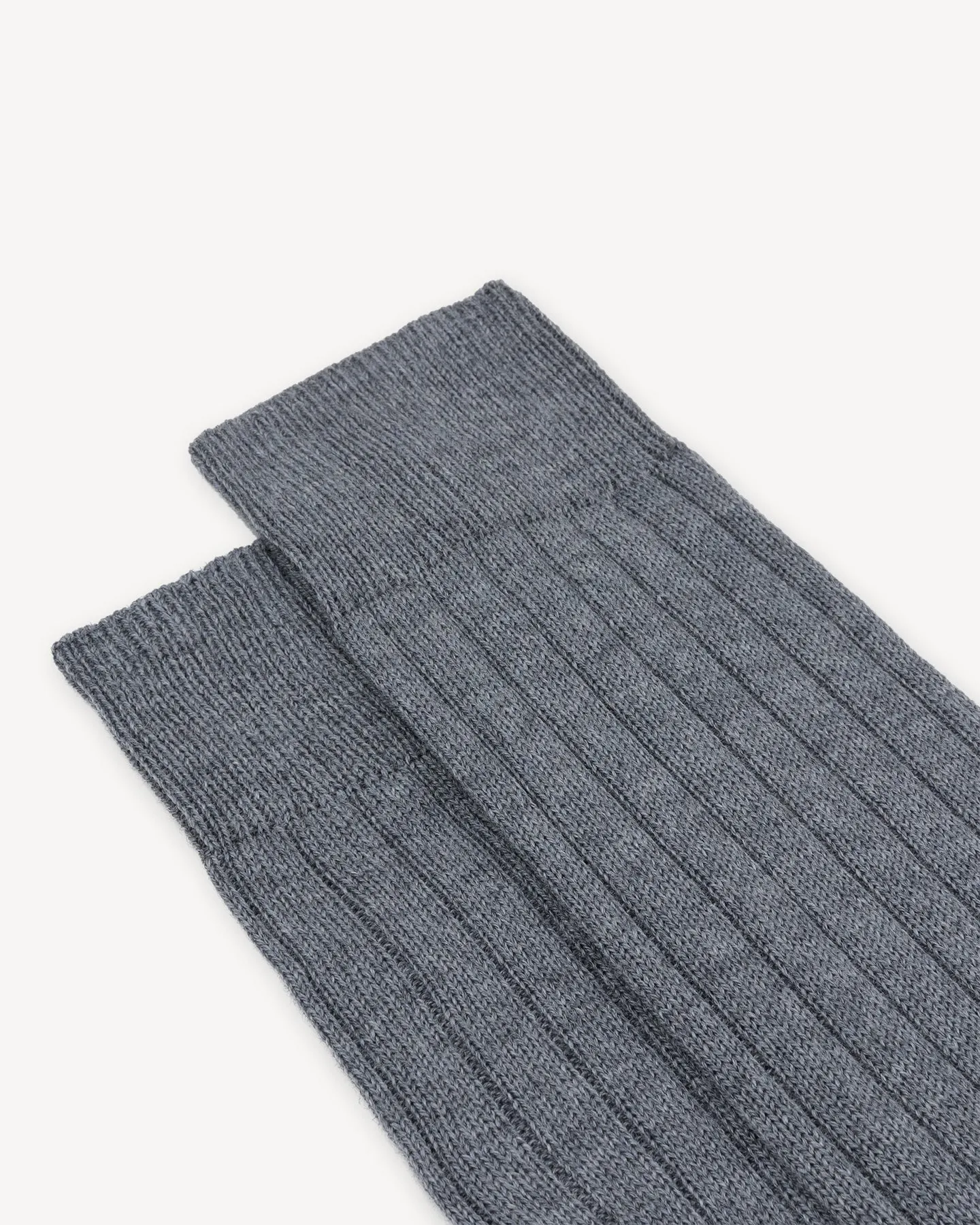 Grey Wide Rib Wool Socks