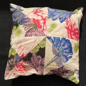 Handmade floral patchwork cushion