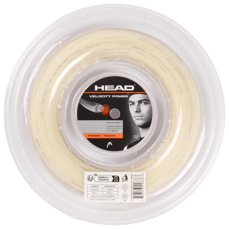 Head Velocity Power 17/1.25 Tennis String Reel (Natural)