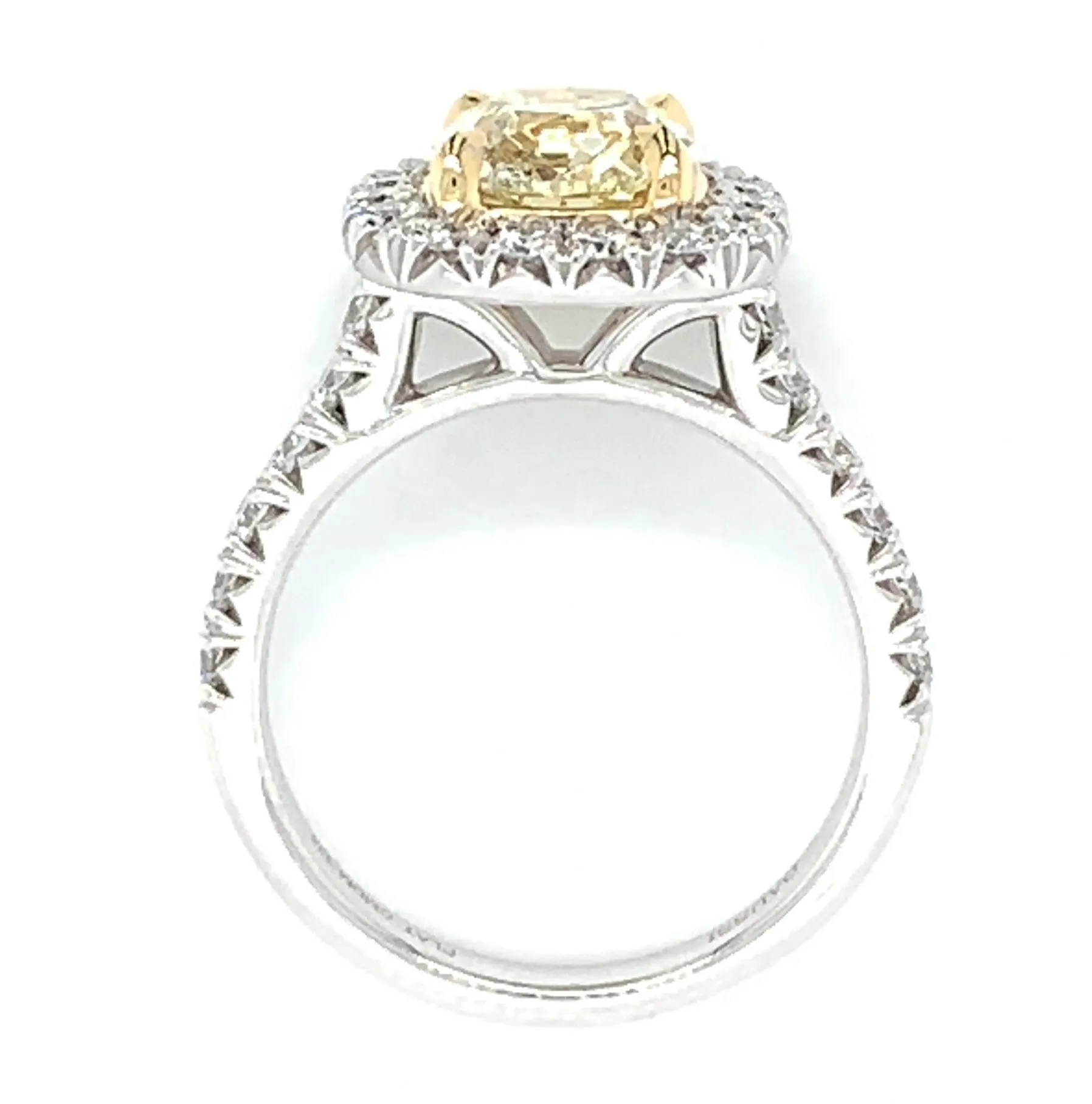 Henri Daussi Canary Fancy Yellow Cushion GIA Certified 2.85ct t.w. Engagement Ring