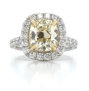 Henri Daussi Canary Fancy Yellow Cushion GIA Certified 2.85ct t.w. Engagement Ring