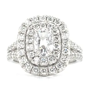 Henri Daussi Cushion Shape 1.52ct t.w. Double Halo Engagement Ring