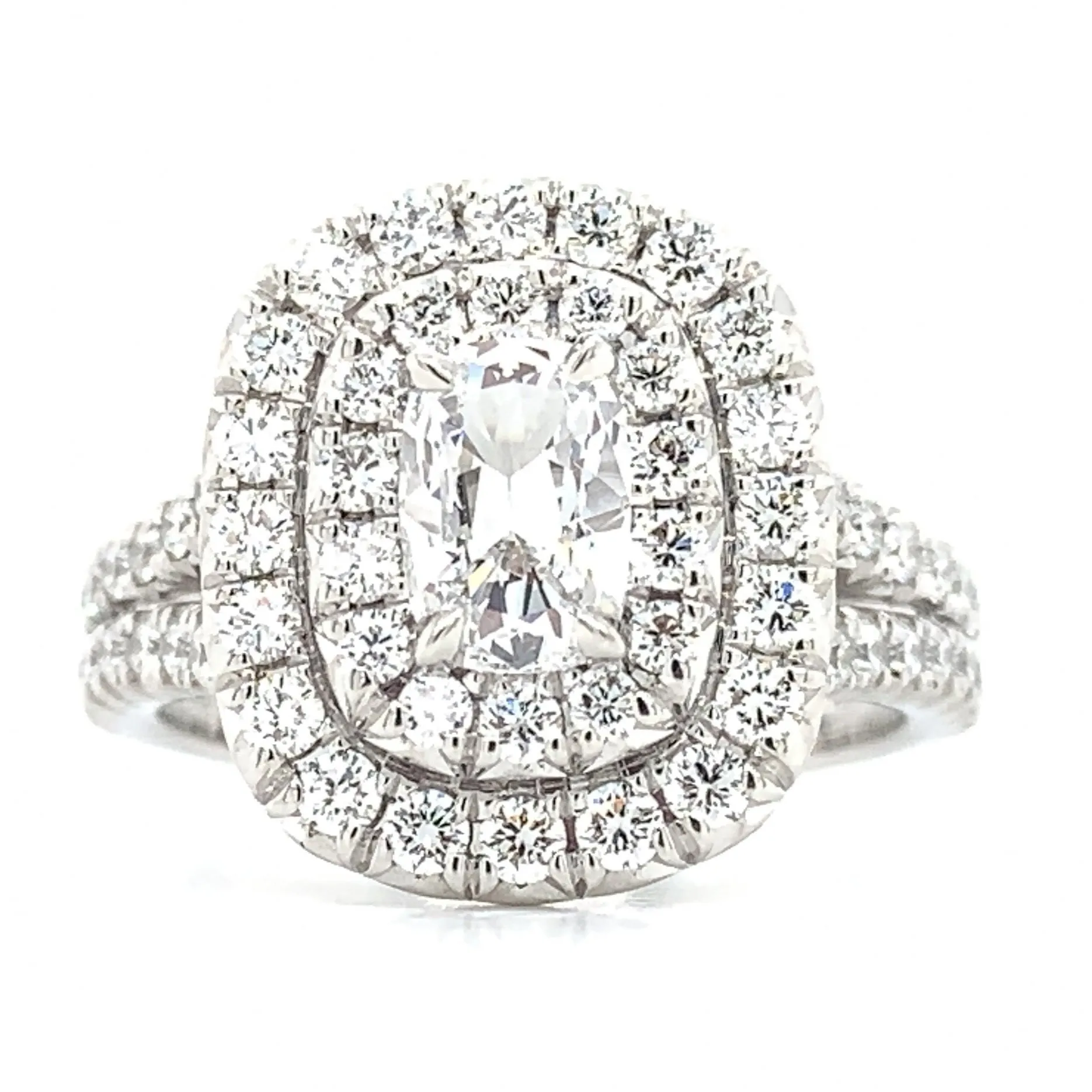 Henri Daussi Cushion Shape 1.52ct t.w. Double Halo Engagement Ring
