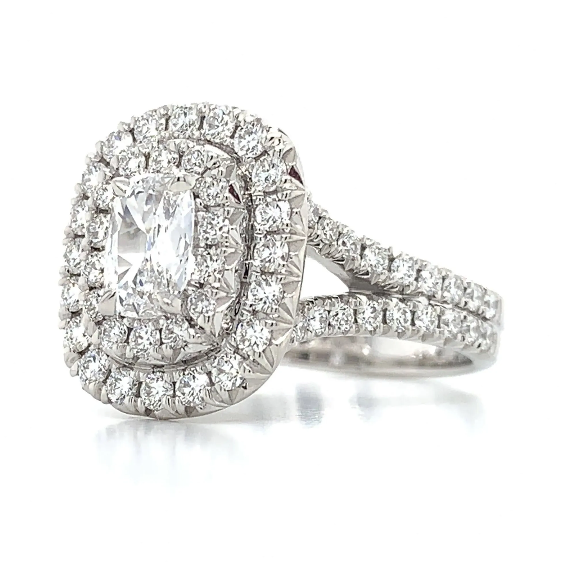 Henri Daussi Cushion Shape 1.52ct t.w. Double Halo Engagement Ring