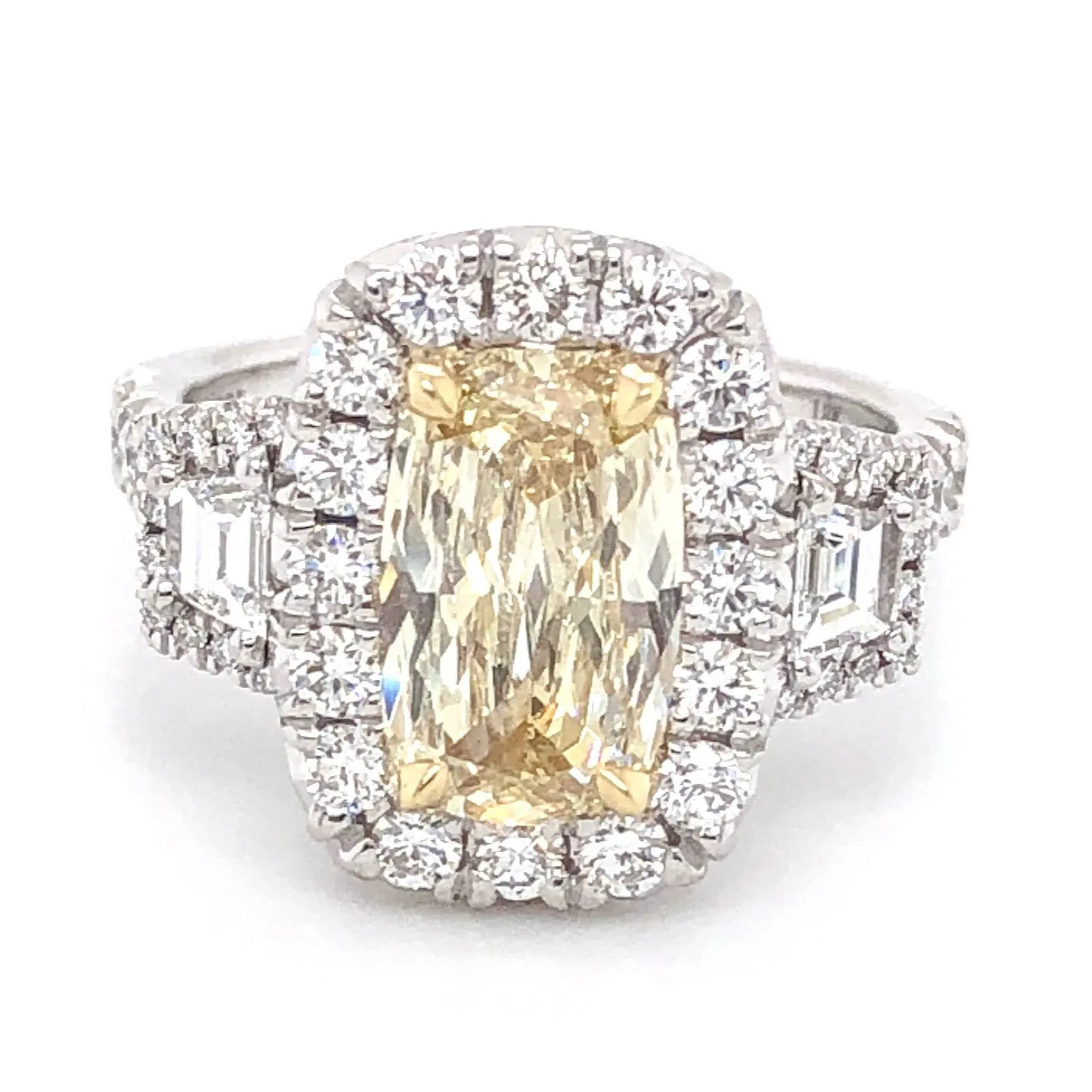 Henri Daussi Fancy Yellow Cushion Cut 2.57ct t.w. Engagement Ring