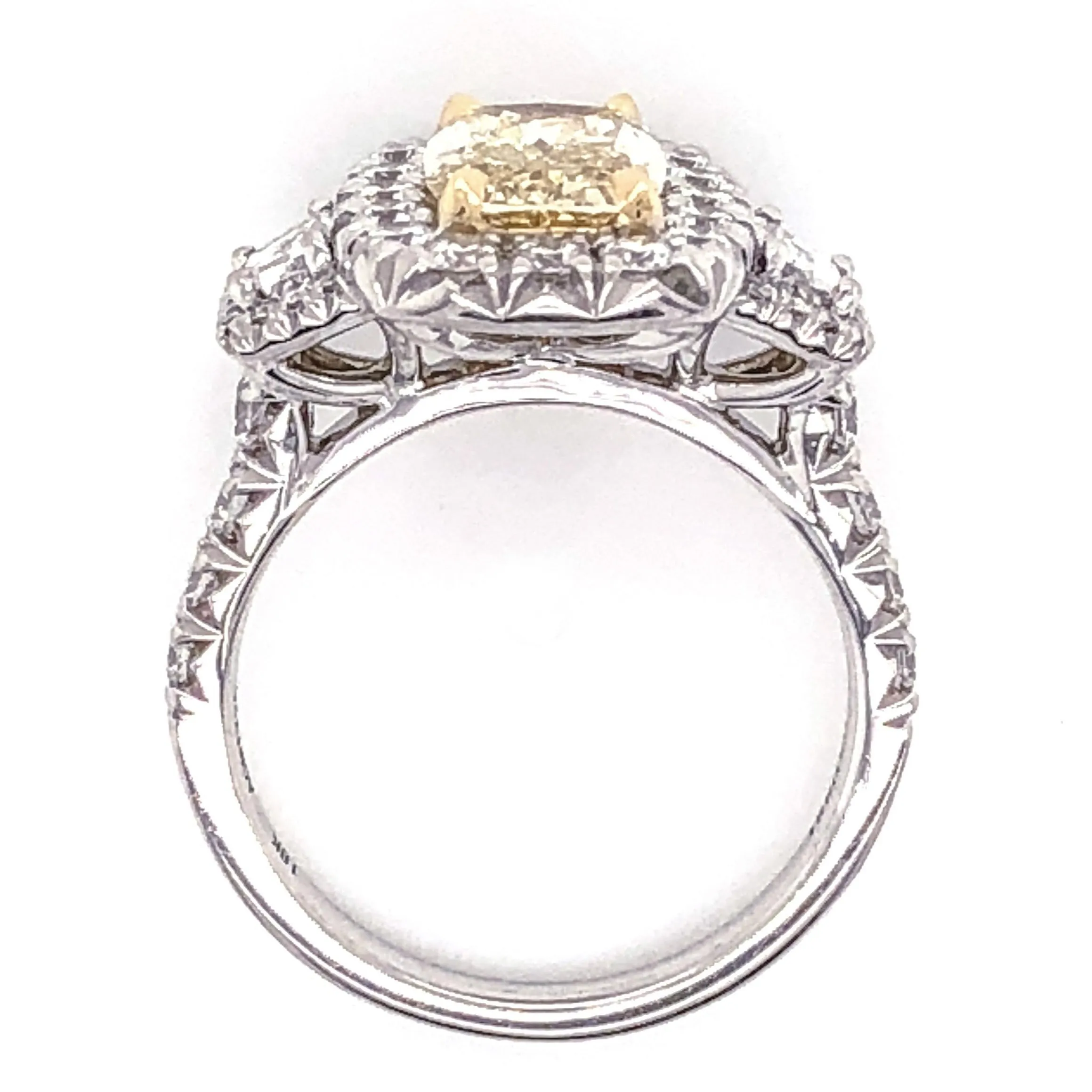 Henri Daussi Fancy Yellow Cushion Cut 2.57ct t.w. Engagement Ring