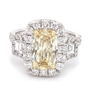 Henri Daussi Fancy Yellow Cushion Cut 2.57ct t.w. Engagement Ring
