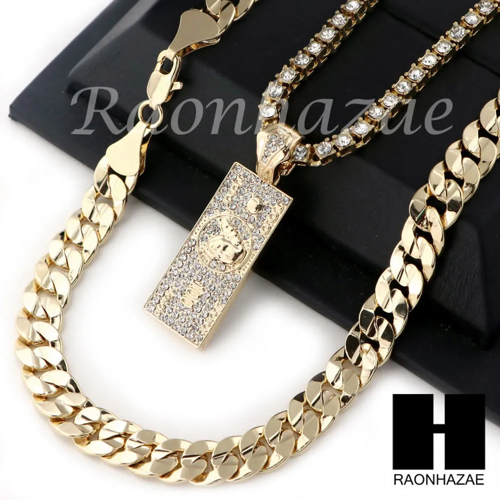 HIP HOP 100 DOLLAR TENNIS CHAIN DIAMOND CUT 30" CUBAN LINK CHAIN S057
